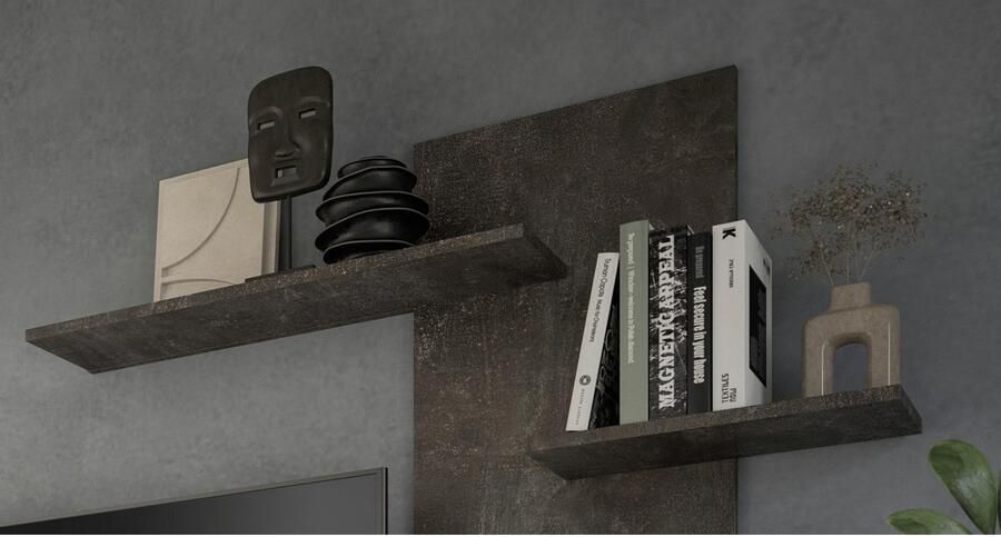 INOSIGN Wandmeubel Porto Breedte 250cm in Wit Beton nabootsing TV-wand mediakast lowboard vitrine wandplank (3 stuks) - Foto 8