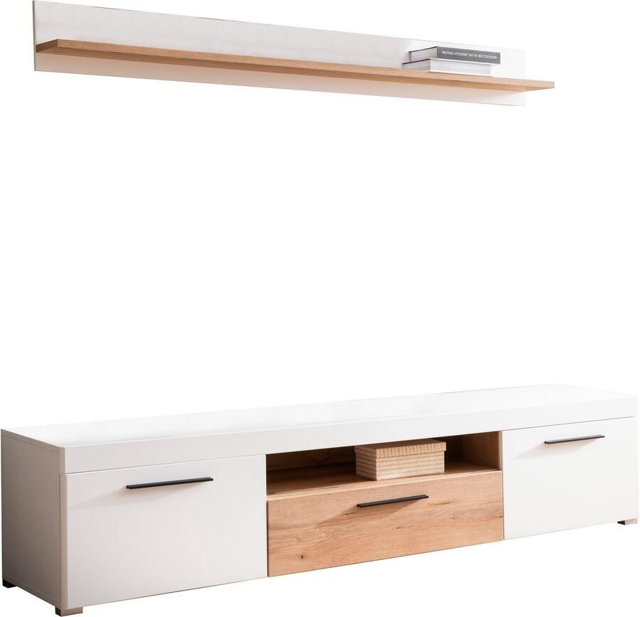 INOSIGN Wandmeubel Salerno moderne wandmeubel woonkamer-set Wit met Eik Evoke Decor (set 2-delig) - Foto 8