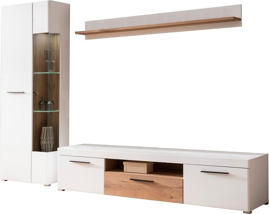 INOSIGN Wandmeubel Salerno moderne wandmeubel woonkamer-set Wit met Eik Evoke Decor (set 3-delig) - Foto 11