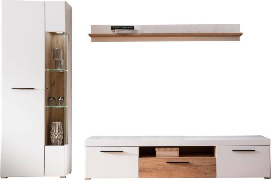 INOSIGN Wandmeubel Salerno moderne wandmeubel woonkamer-set Wit met Eik Evoke Decor (set 3-delig) - Foto 5