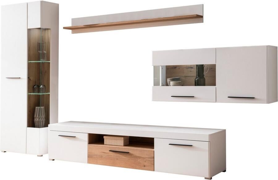 INOSIGN Wandmeubel Salerno moderne wandmeubel woonkamer-set Wit met Eik Evoke Decor (set 4-delig) - Foto 14