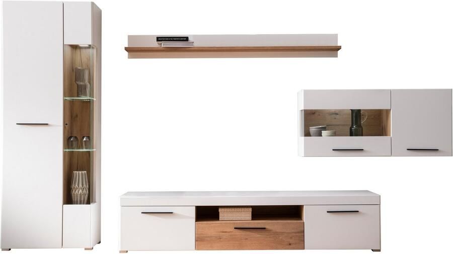 INOSIGN Wandmeubel Salerno moderne wandmeubel woonkamer-set Wit met Eik Evoke Decor (set 4-delig) - Foto 10