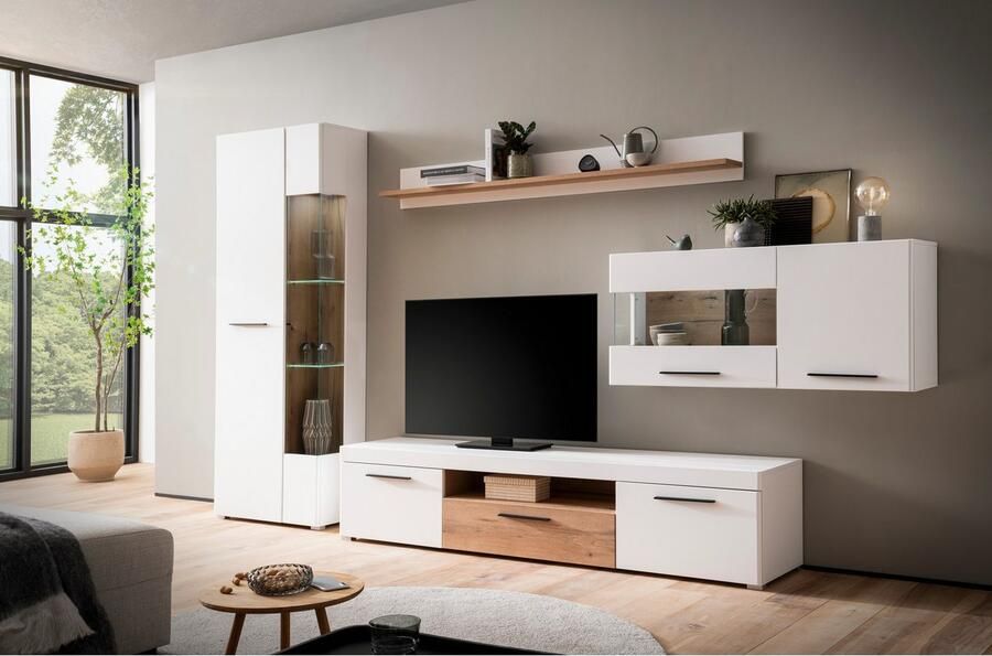 INOSIGN Wandmeubel Salerno moderne wandmeubel woonkamer-set Wit met Eik Evoke Decor (set 4-delig) - Foto 8