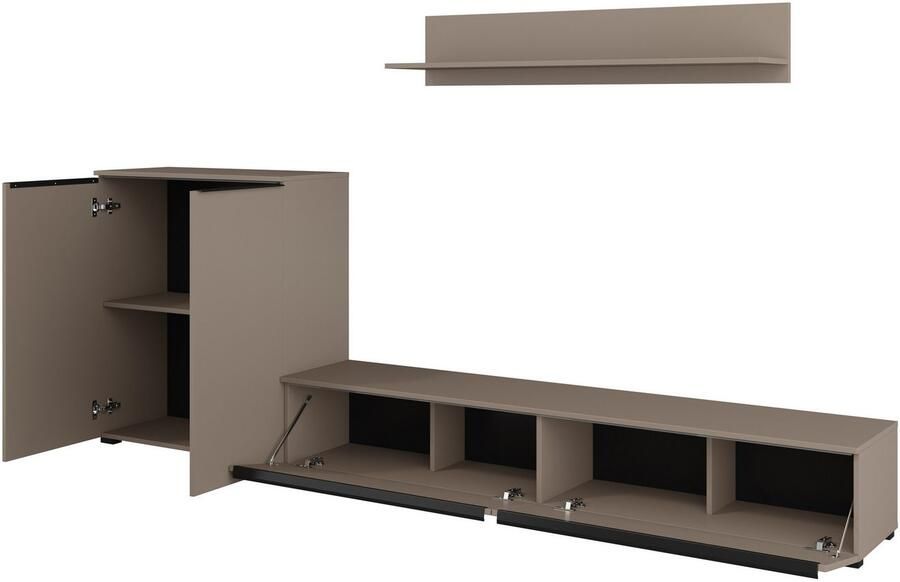 INOSIGN Wandmeubel Tana breedte 260 cm moderne wandmeubel Mediakast (set 3-delig) lowboard wandplank commode (3-delig) - Foto 4