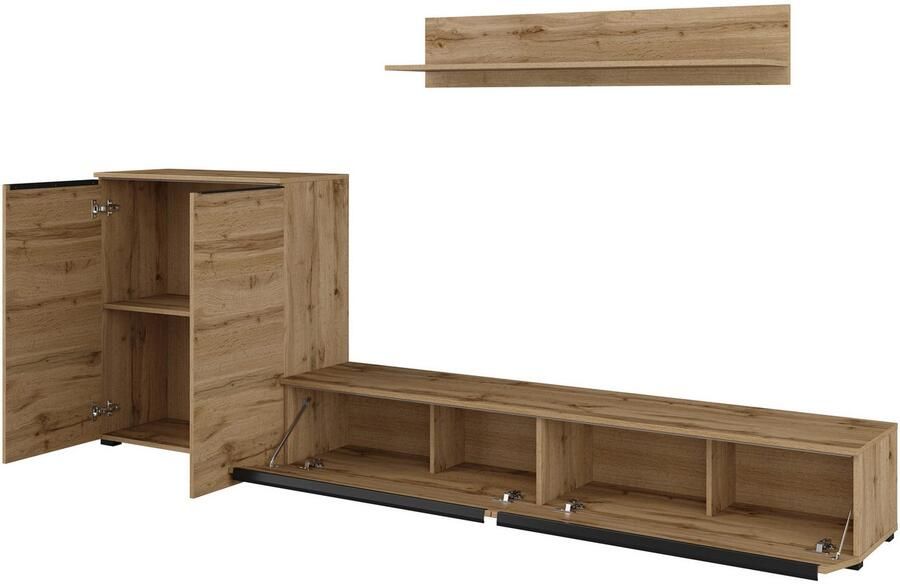 INOSIGN Wandmeubel Tana breedte 260 cm moderne wandmeubel Mediakast (set 3-delig) lowboard wandplank commode (3-delig) - Foto 4