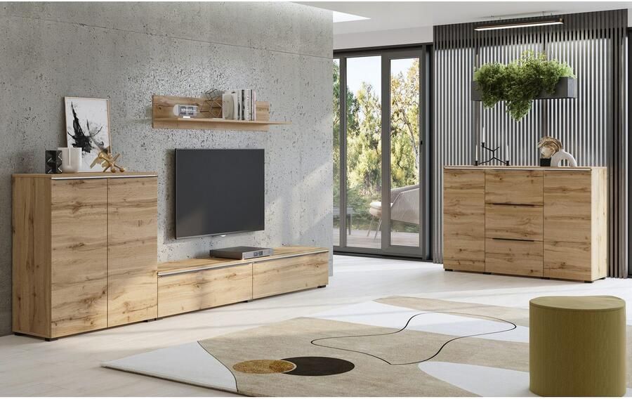 INOSIGN Wandmeubel Tana breedte 260 cm moderne wandmeubel Mediakast (set 3-delig) lowboard wandplank commode (3-delig) - Foto 5