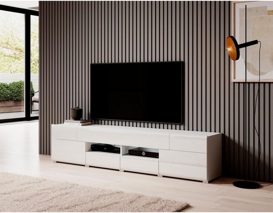 INOSIGN Wandmeubel Toledo breedte 391cm stijlvolle mediawand zonder verlichting Opbouwwand (2x hangvitrine lowboard wandplank) MDF hoogglans fronten (set) - Foto 3