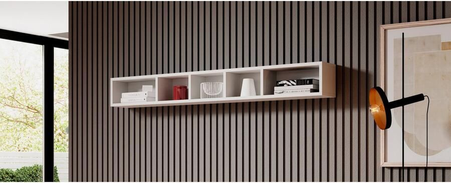INOSIGN Wandmeubel Toledo breedte 391cm stijlvolle mediawand zonder verlichting Opbouwwand (2x hangvitrine lowboard wandplank) MDF hoogglans fronten (set) - Foto 9