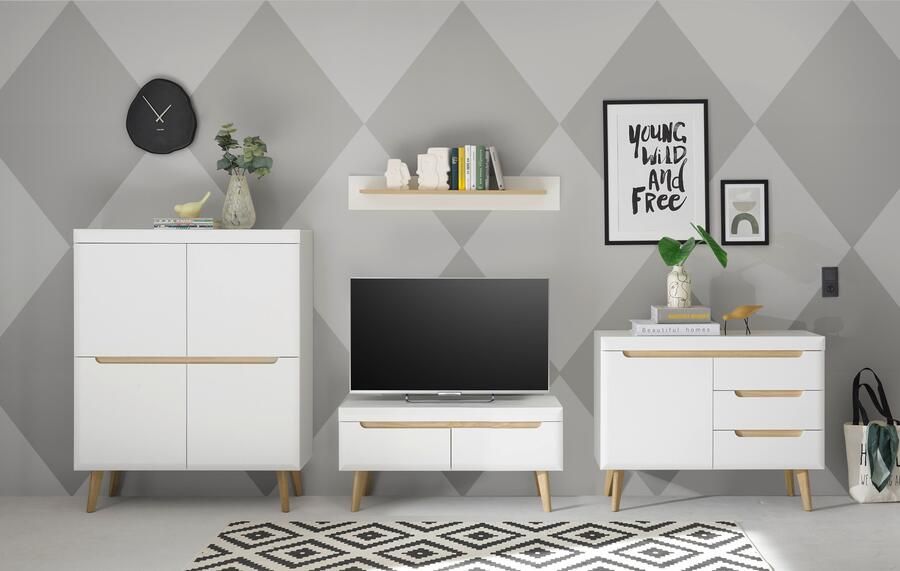 INOSIGN Wandmeubel Torge wandmeubel kastwand mediawand woonkamer-set bevat lowboard sideboard highboard + wandplank 361 cm breed (4-delig) - Foto 10