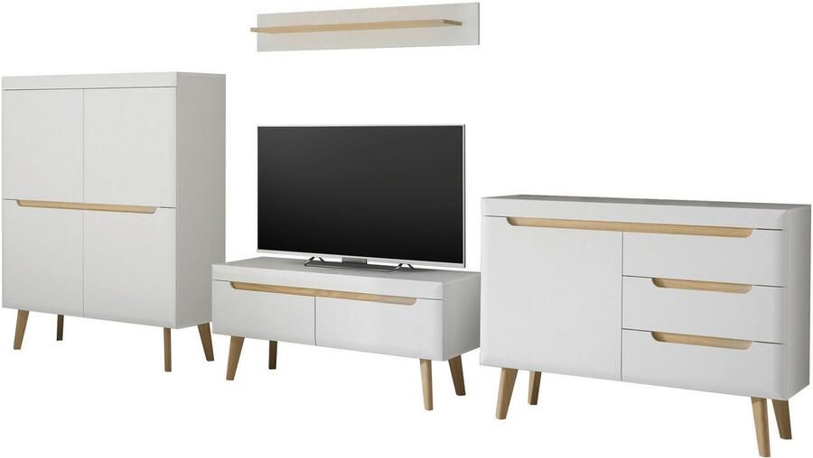 INOSIGN Wandmeubel Torge wandmeubel kastwand mediawand woonkamer-set bevat lowboard sideboard highboard + wandplank 361 cm breed (4-delig) - Foto 6