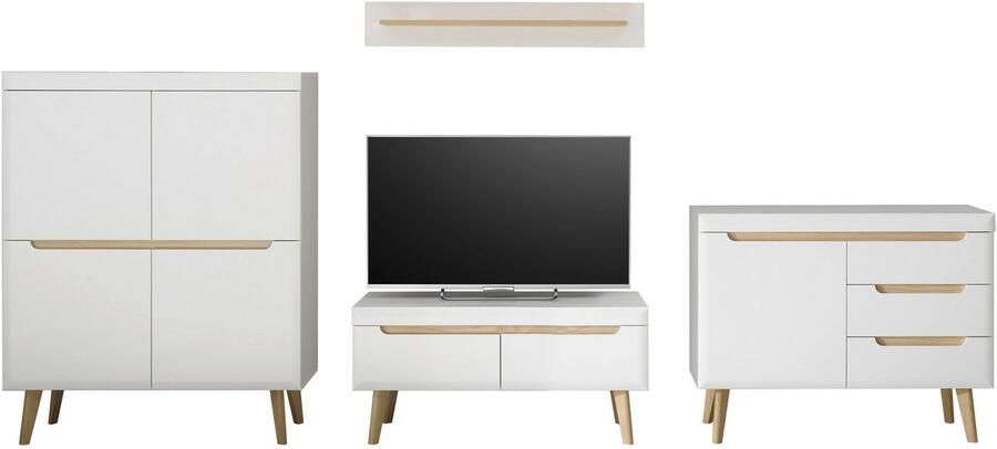 INOSIGN Wandmeubel Torge wandmeubel kastwand mediawand woonkamer-set bevat lowboard sideboard highboard + wandplank 361 cm breed (4-delig) - Foto 8