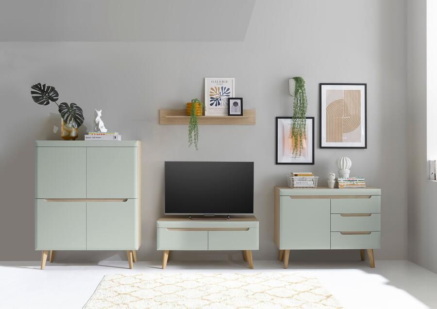 INOSIGN Wandmeubel Torge wandmeubel kastwand mediawand woonkamer-set bevat lowboard sideboard highboard + wandplank 361 cm breed (4-delig) - Foto 10