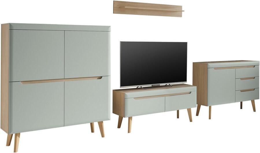 INOSIGN Wandmeubel Torge wandmeubel kastwand mediawand woonkamer-set bevat lowboard sideboard highboard + wandplank 361 cm breed (4-delig) - Foto 6