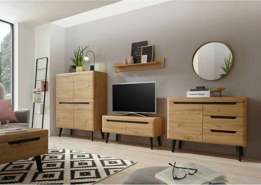INOSIGN Wandmeubel Torge wandmeubel kastwand mediawand woonkamer-set bevat lowboard sideboard highboard + wandplank 361 cm breed (4 stuks) - Foto 2