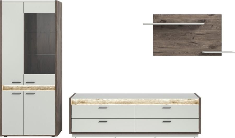 INOSIGN Wandmeubel Treviso Breedte 299 cm bestaand uit: 1x Vitrine 1x Lowboard en (3-delig) - Foto 4