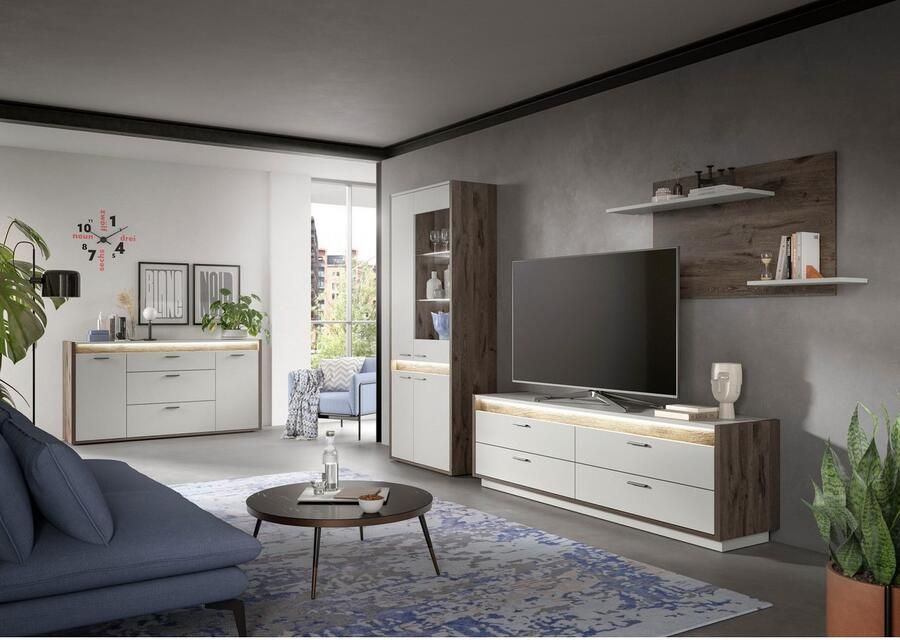 INOSIGN Wandmeubel Treviso Breedte 299 cm bestaand uit: 1x Vitrine 1x Lowboard en (3-delig) - Foto 2