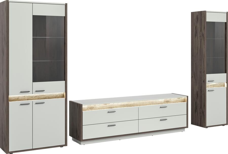 INOSIGN Wandmeubel Treviso Breedte 350 cm bestaand uit: 2x Vitrine en 1x Lowboard (3-delig) - Foto 4