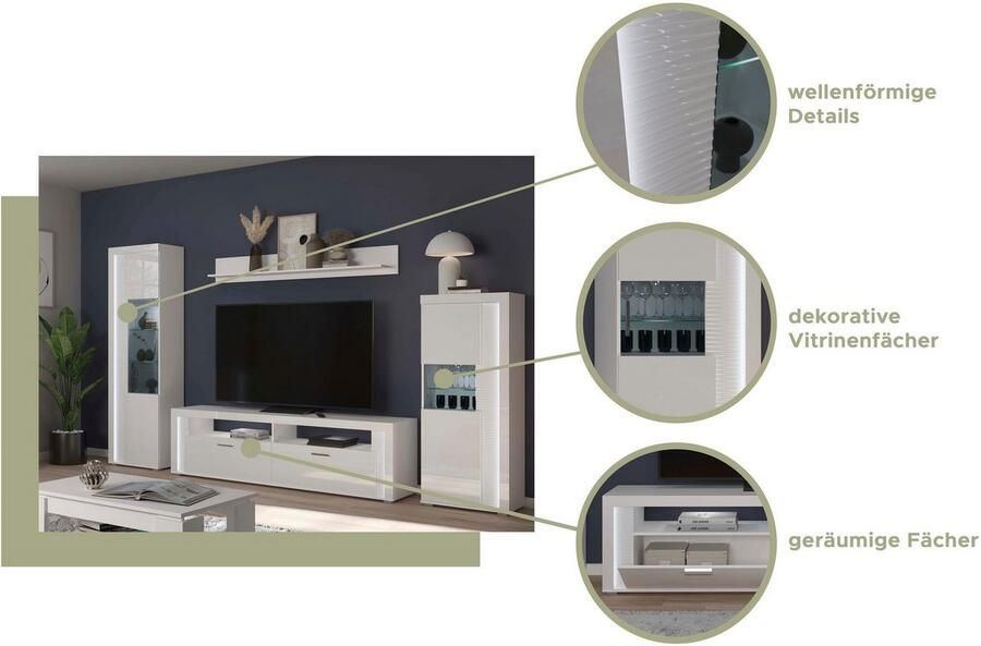 INOSIGN Wandmeubel Viborg 3-delig Set inclusief verticale frontverlichting bestaande uit: (3-delig) - Foto 5