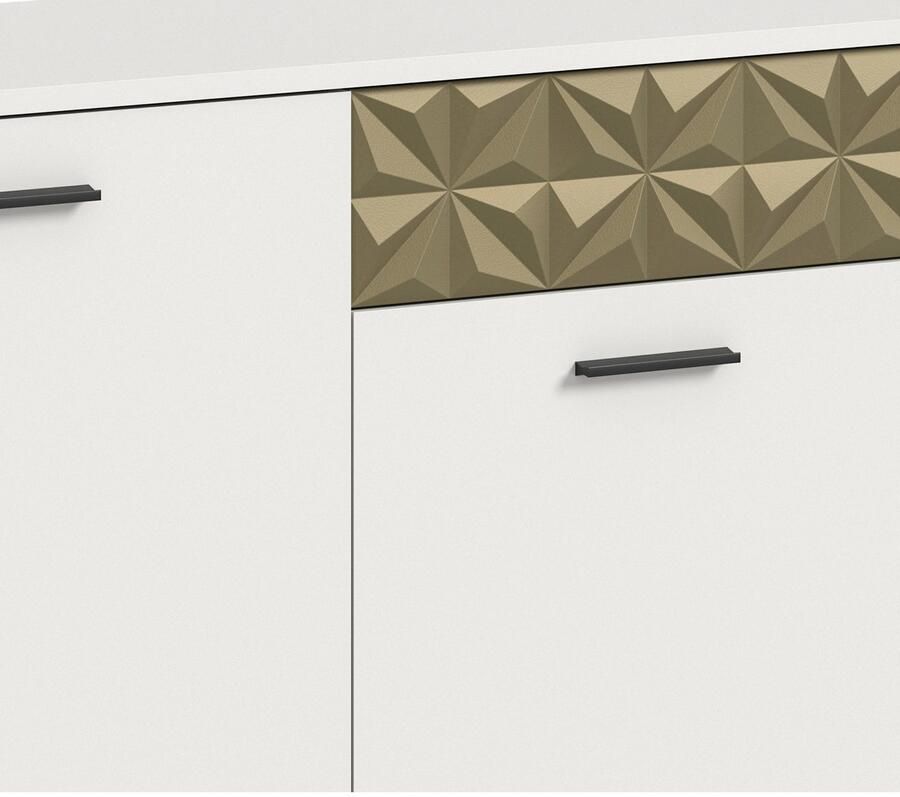 INOSIGN Wandmeubel Vicenza 3-delig bestaande uit: vitrine lowboard wandplank met ornamentafwerking combinatie aanbouwwand tv-wand kastwand (3-delig)