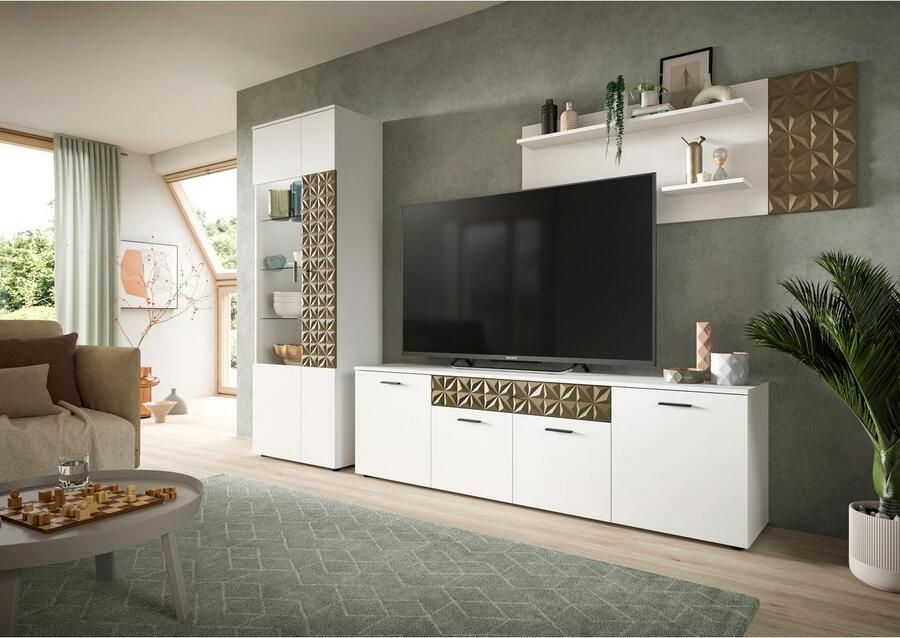 INOSIGN Tv-meubel Vicenza breedte 190cm ornamentafwerking 4 deuren 1 lade 8 vakken metalen grepen tv-kast televisiekast mediaboard - Foto 3