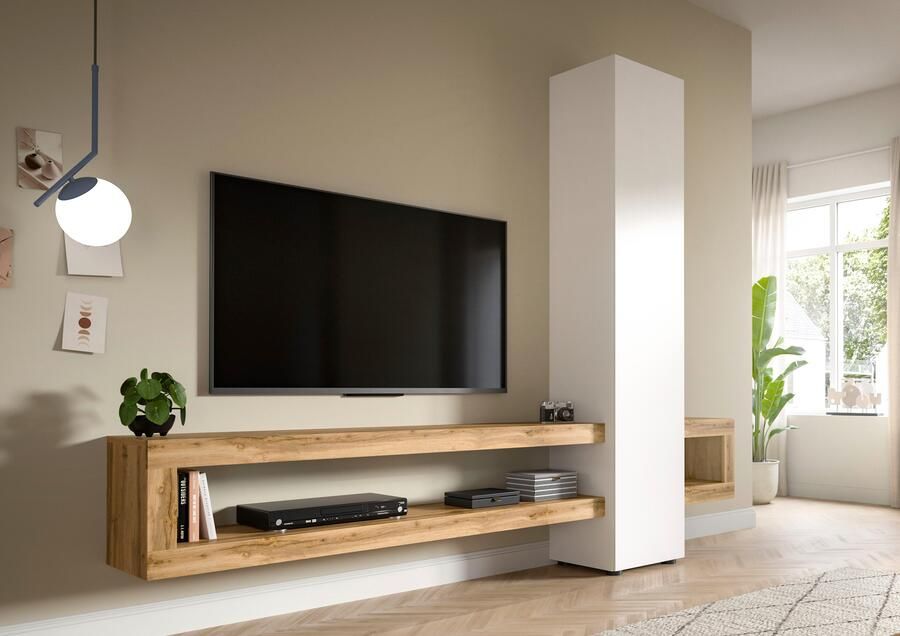 INOSIGN Wandmeubel Zolder breedte 240 cm push-to-open 1 deur 3 legplanken 2 open vakken tv-wand media-meubels tv-meubels woonkamermeubels (2-delig) - Foto 7