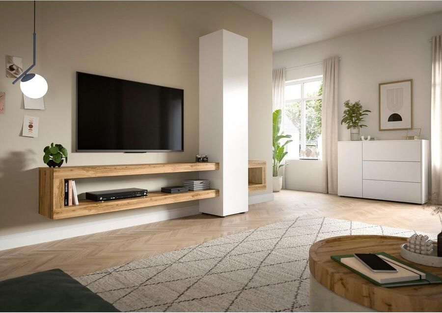 INOSIGN Wandmeubel Zolder breedte 240 cm push-to-open 1 deur 3 legplanken 2 open vakken tv-wand media-meubels tv-meubels woonkamermeubels (2-delig) - Foto 4