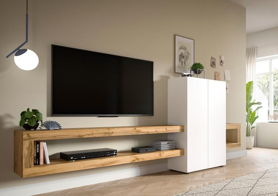 INOSIGN Wandmeubel Zolder breedte 270 cm push-to-open 2 deuren 2 legplanken 2 open vakken tv-wand media-meubels tv-meubels woonkamermeubels (2 stuks) - Foto 7