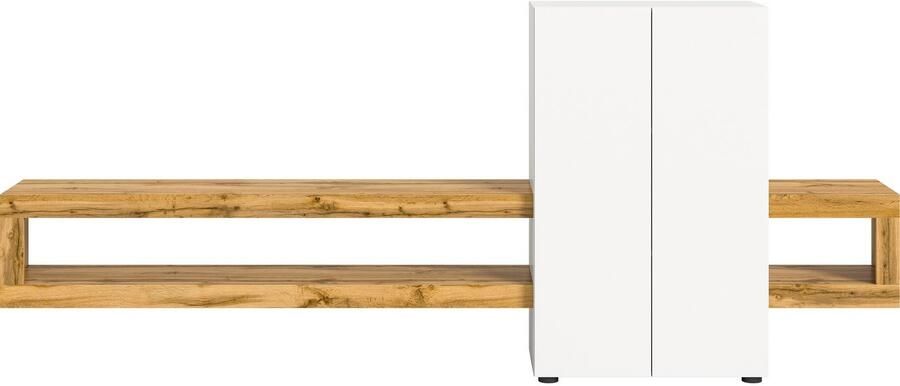 INOSIGN Wandmeubel Zolder breedte 270 cm push-to-open 2 deuren 2 legplanken 2 open vakken tv-wand media-meubels tv-meubels woonkamermeubels (2 stuks) - Foto 6