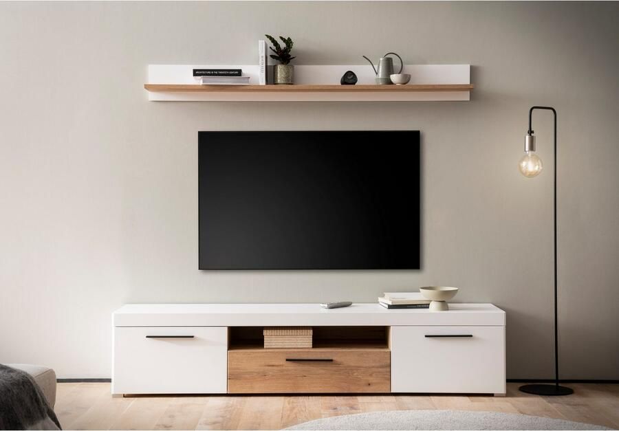 INOSIGN Wandmeubel Salerno moderne wandmeubel woonkamer-set Wit met Eik Evoke Decor (set 2-delig) - Foto 2