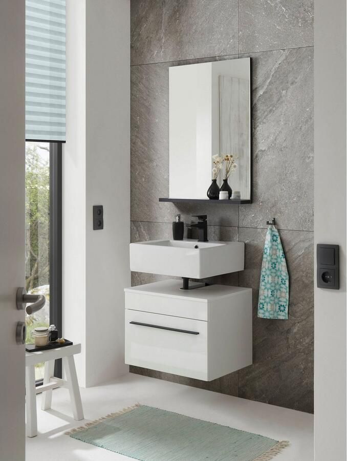 INOSIGN Wastafelonderkast Cantara badkamerkast in hoogglans wit wastafel - Foto 4