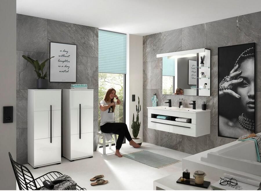 INOSIGN Halfhoge kast Cantara badkamerkast in hoogglans wit kast in modern ontwerp - Foto 5