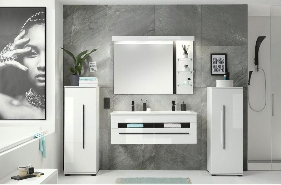 INOSIGN Halfhoge kast Cantara badkamerkast in hoogglans wit kast in modern ontwerp - Foto 9