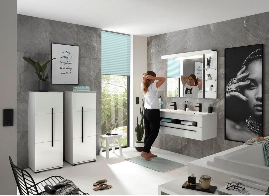 INOSIGN Halfhoge kast Cantara badkamerkast in hoogglans wit kast in modern ontwerp - Foto 2