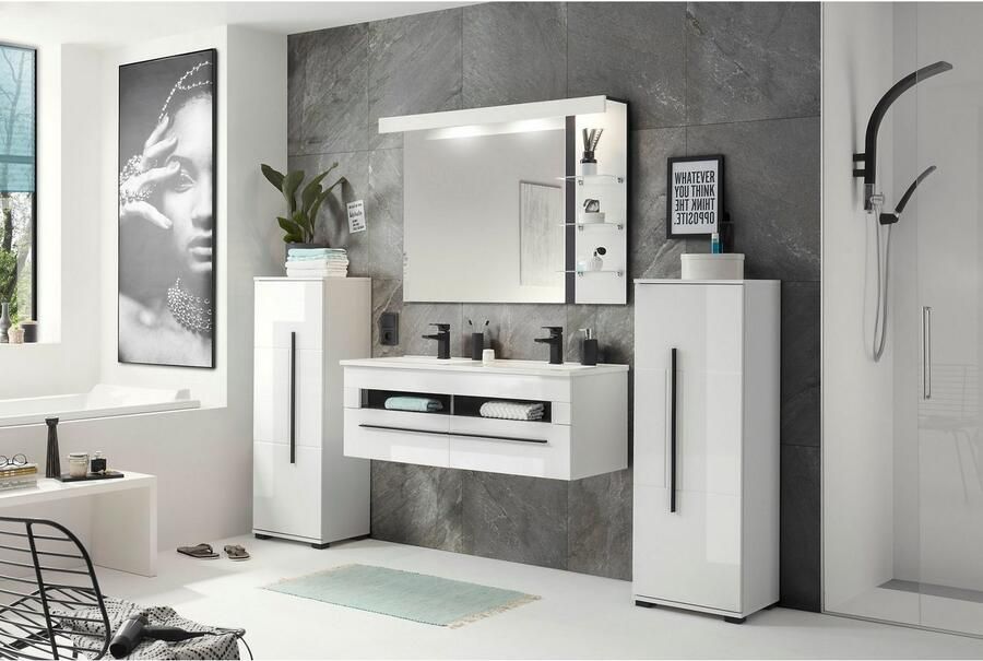 INOSIGN Halfhoge kast Cantara badkamerkast in hoogglans wit kast in modern ontwerp - Foto 8