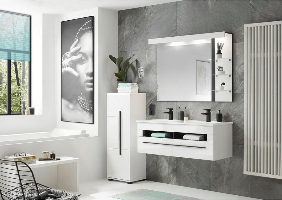 INOSIGN Halfhoge kast Cantara badkamerkast in hoogglans wit kast in modern ontwerp - Foto 6
