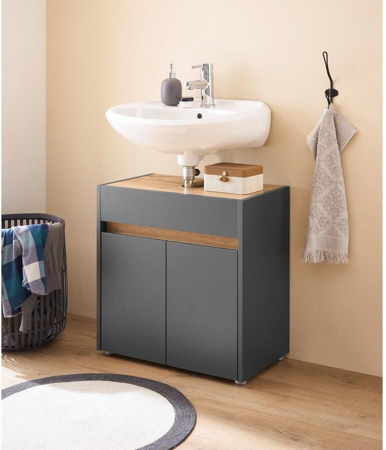 INOSIGN Wastafelonderkast CITY GIRON wastafel met grepen badkamerkast in tijdloos ontwerp - Foto 3