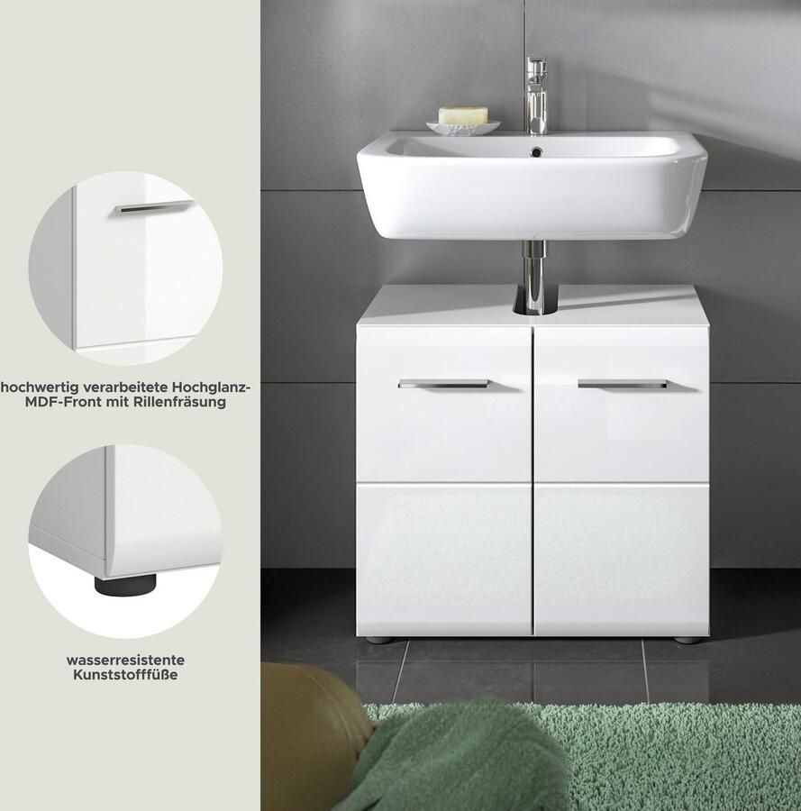 INOSIGN Wastafelonderkast FLORENZ TOPSELLER! Breedte 60 cm 1 legplank 2 vakken met siphonopening badkamermeubels badkast kast commode badkamer - Foto 3
