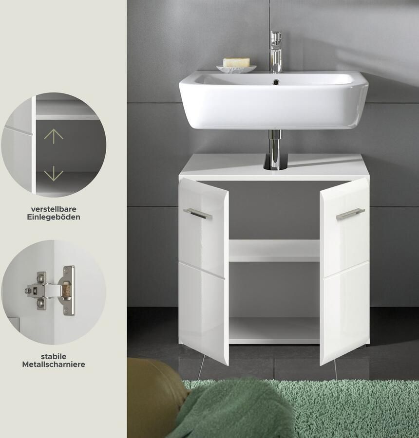 INOSIGN Wastafelonderkast FLORENZ TOPSELLER! Breedte 60 cm 1 legplank 2 vakken met siphonopening badkamermeubels badkast kast commode badkamer - Foto 6