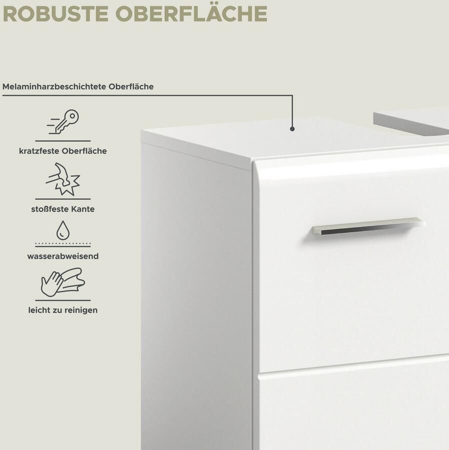 INOSIGN Wastafelonderkast FLORENZ TOPSELLER! Breedte 60 cm 1 legplank 2 vakken met siphonopening badkamermeubels badkast kast commode badkamer - Foto 2