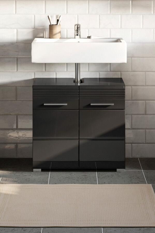 INOSIGN Wastafelonderkast Malmö breedte 60 cm 2 deuren 2 vakken met siphonaansnijding MDF-front in verschillende kleuren verkrijgbaar badkamermeubels badkamerkast commode badkamer - Foto 8