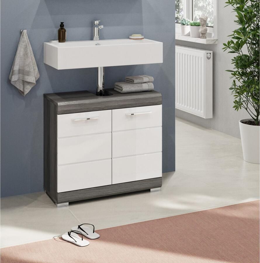 INOSIGN Wastafelonderkast Siena breedte 60 cm 2 deuren 2 vakken met sifonaansluiting MDF-front in verschillende kleuren verkrijgbaar badkamermeubels badkamerkast commode badkamer (1 stuk) - Foto 1