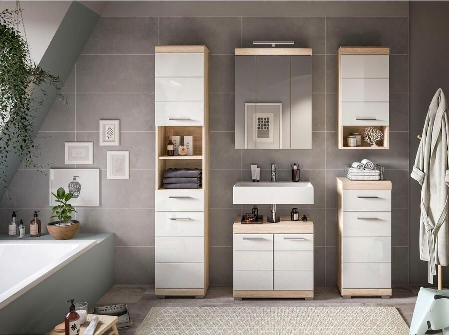 INOSIGN Wastafelonderkast Siena breedte 60 cm 2 deuren 2 vakken met sifonaansluiting MDF-front in verschillende kleuren verkrijgbaar badkamermeubels badkamerkast commode badkamer (1 stuk)