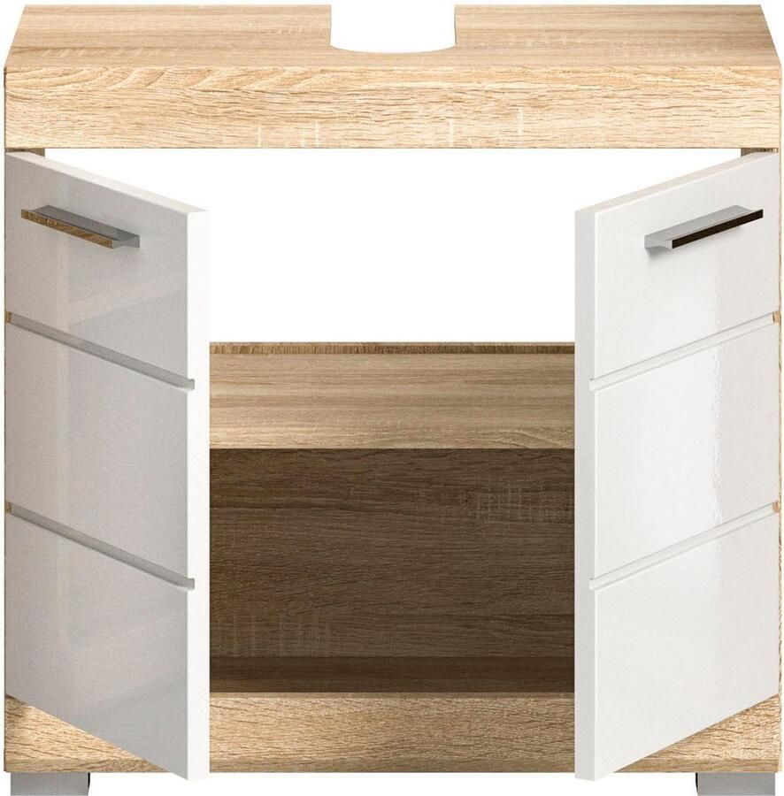 INOSIGN Wastafelonderkast Siena breedte 60 cm 2 deuren 2 vakken met sifonaansluiting MDF-front in verschillende kleuren verkrijgbaar badkamermeubels badkamerkast commode badkamer (1 stuk) - Foto 2