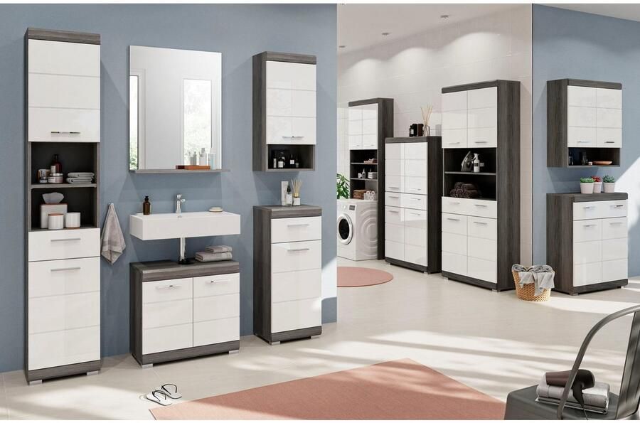 INOSIGN Hoge kast Siena breedte 74 cm 4 deuren 1 lade 2 open vakken MDF-front in verschillende kleuren verkrijgbaar badkamermeubels badkamerkast kast badkamer - Foto 6