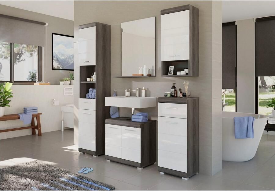 INOSIGN Wastafelonderkast Siena breedte 60 cm 2 deuren 2 vakken met sifonaansluiting MDF-front in verschillende kleuren verkrijgbaar badkamermeubels badkamerkast commode badkamer (1 stuk) - Foto 5