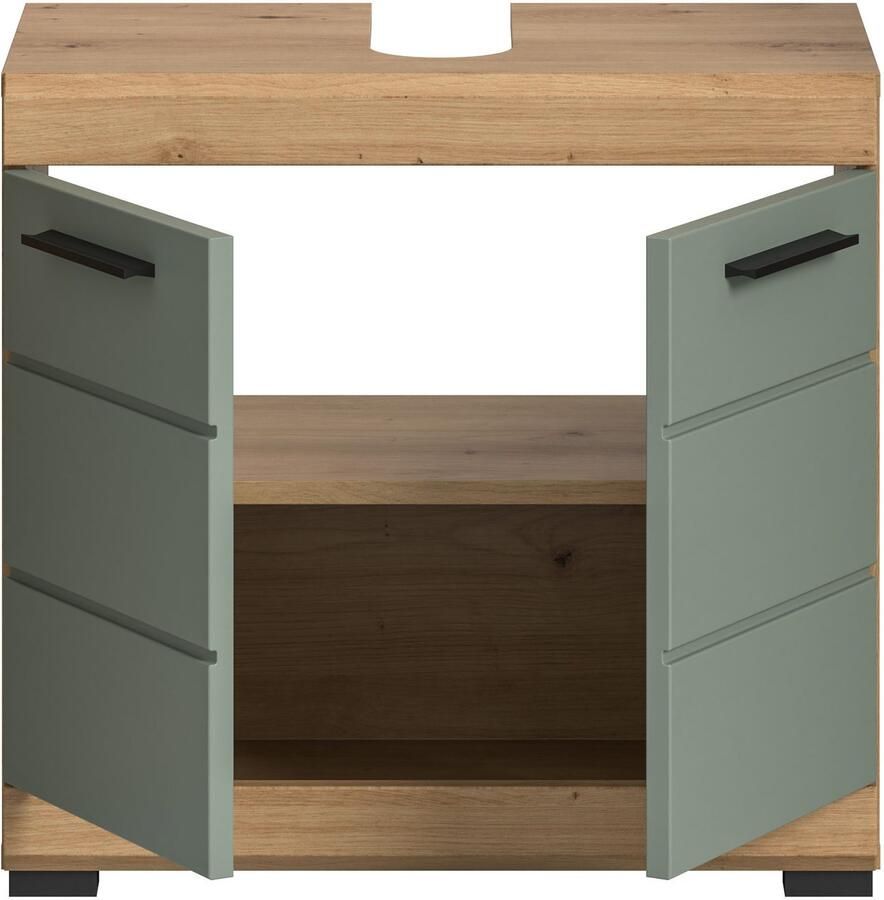 INOSIGN Wastafelonderkast Siena breedte 60 cm 2 deuren 2 vakken met sifonaansluiting MDF-front in verschillende kleuren verkrijgbaar badkamermeubels badkamerkast commode badkamer (1 stuk) - Foto 2