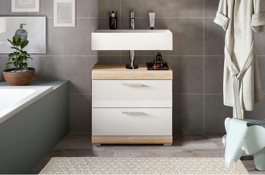 INOSIGN Wastafelonderkast Siena breedte 60 cm 2 deuren 2 vakken met sifonaansluiting MDF-front in verschillende kleuren verkrijgbaar badkamermeubels badkamerkast commode badkamer (1 stuk) - Foto 6