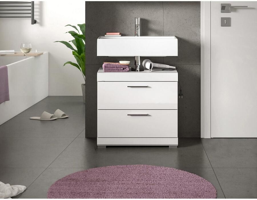 INOSIGN Wastafelonderkast Siena breedte 60 cm 2 deuren 2 vakken met sifonaansluiting MDF-front in verschillende kleuren verkrijgbaar badkamermeubels badkamerkast commode badkamer (1 stuk) - Foto 4