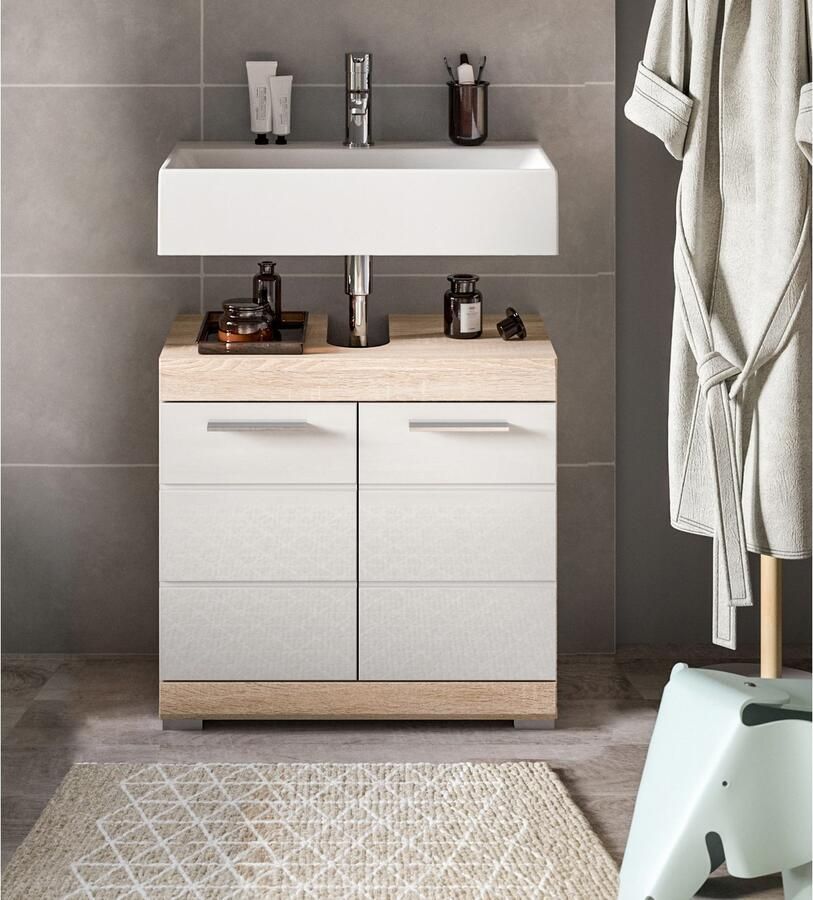 INOSIGN Wastafelonderkast Siena breedte 60 cm 2 deuren 2 vakken met sifonaansluiting MDF-front in verschillende kleuren verkrijgbaar badkamermeubels badkamerkast commode badkamer (1 stuk) - Foto 3