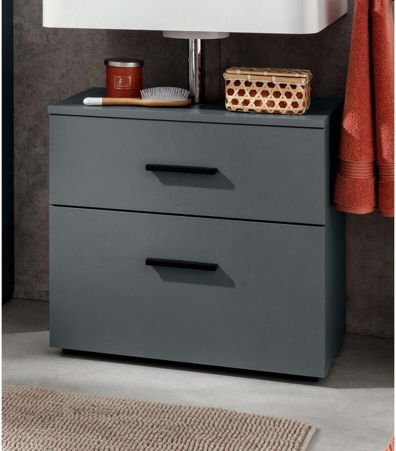 INOSIGN Wastafelonderkast Skara met klep en lade zwarte grepen breedte 60 cm hoogte 55 cm - Foto 3